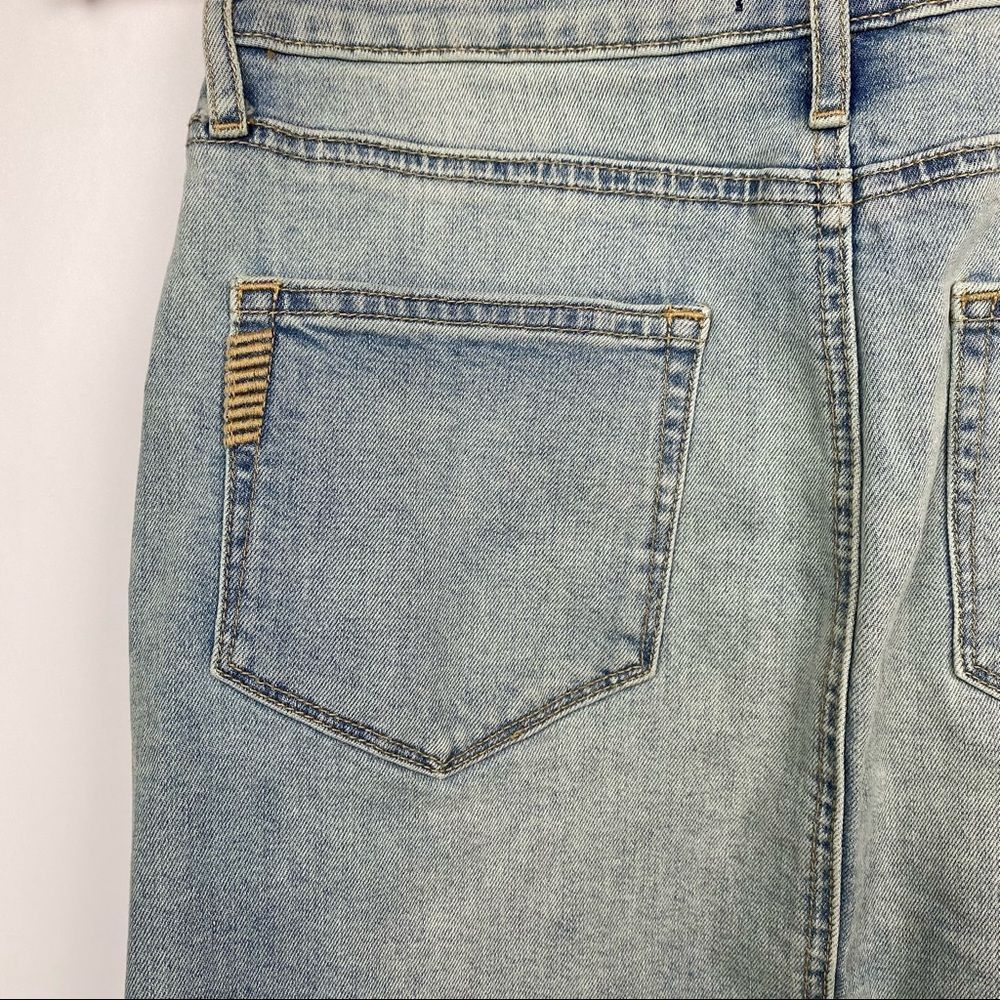 PAIGE Light Blue Denim High Waist Side Slit Mini Skirt - Picture 8 of 10